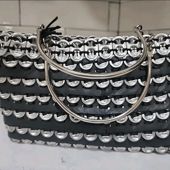 Upcycled Soda Tabs & Recycled Rubber Handbag With Stainless Steel Handles - Picture 6 of 6